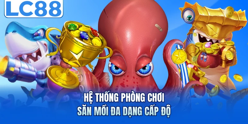 Bắn Cá Long Vương - Săn Boss Khủng Nhận Thưởng Bùng Nổ 3 Hệ thống phòng chơi săn mồi đa dạng cấp độ